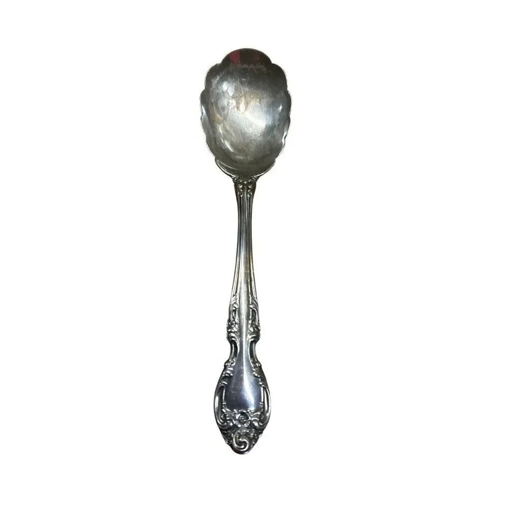 Gorham Melrose Silver Serving Spoon With Ornate Floral Design 6